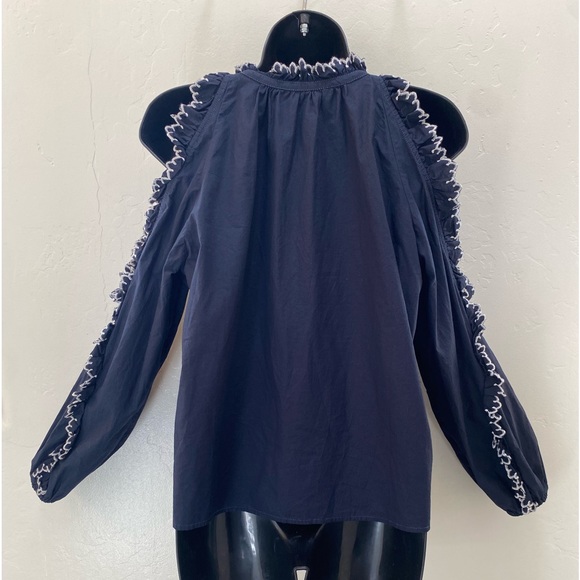 Ulla Johnson Navy frills cold shoulder top size 2 - Picture 5 of 9